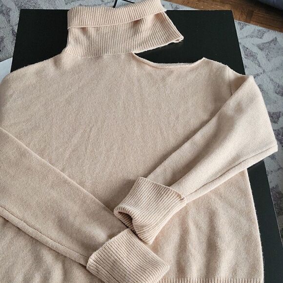 PAIGE Raundi Cold-Shoulder Sweater in Camel - Picture 3 of 10